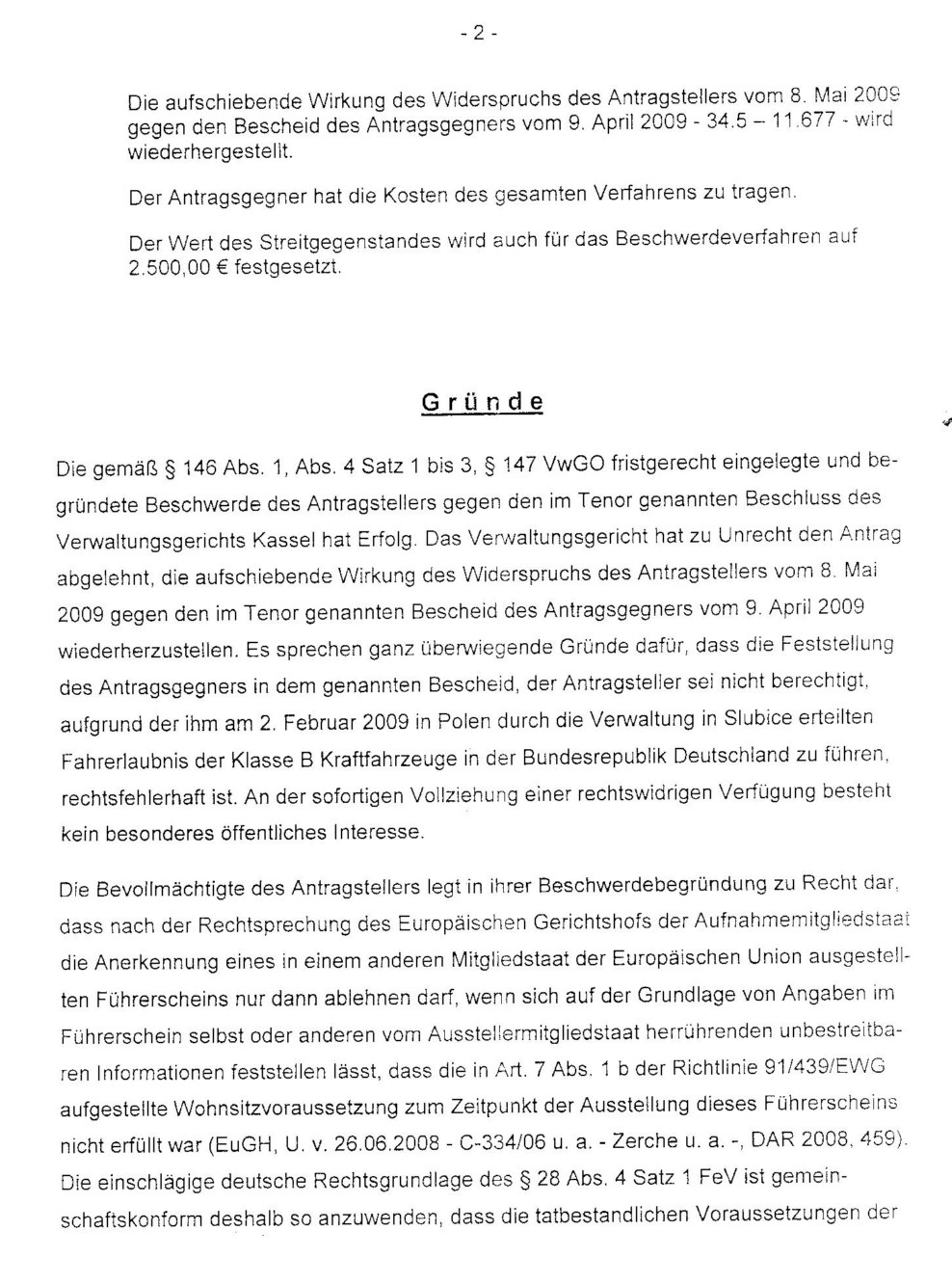 VGH Hessen Beschluss zu Führerscheintourismus